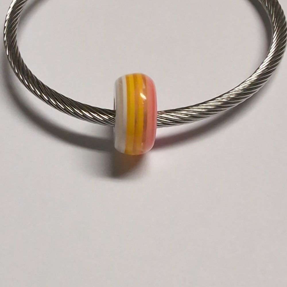 Pink Orange White Charm for Pandora‎ Style Bracelet